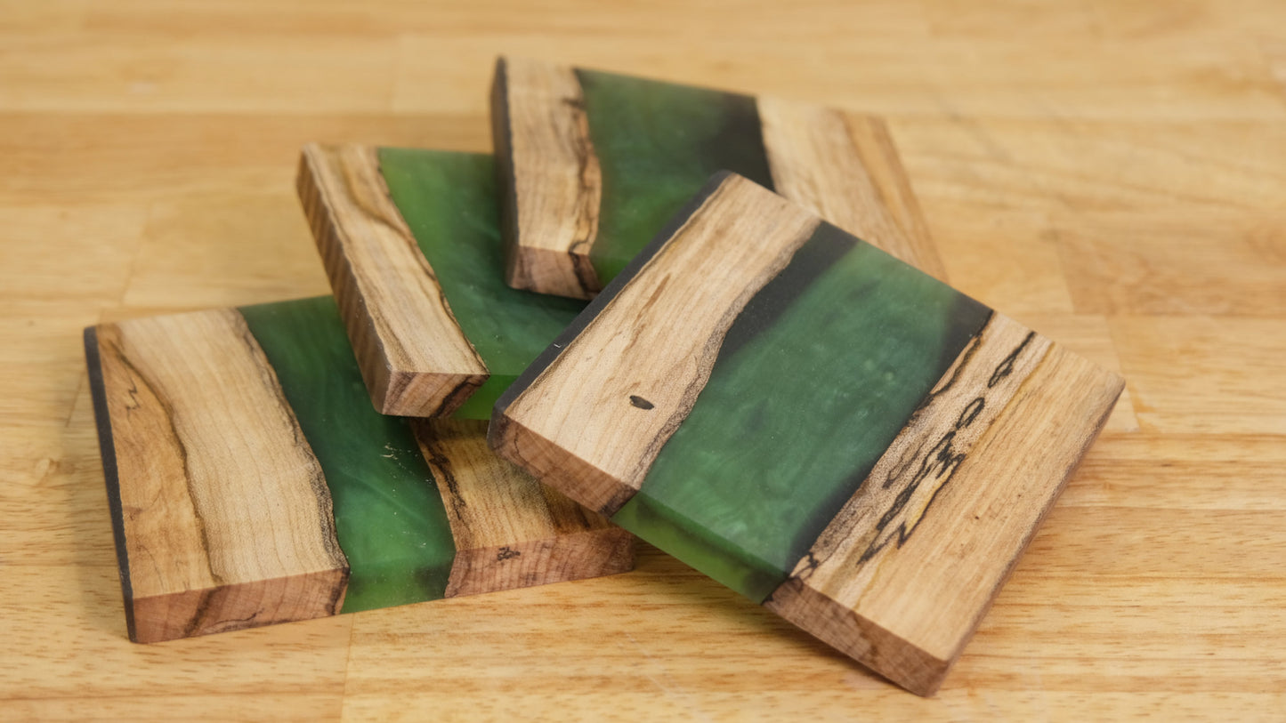 Spalted Maple with Blue and Green Epoxy